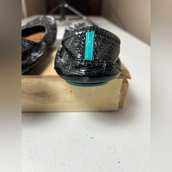 Tieks By Gavrieli Black Obsidian Croc Patent Leather Ballet Flats Women's Size 8 - Picture 8 of 13